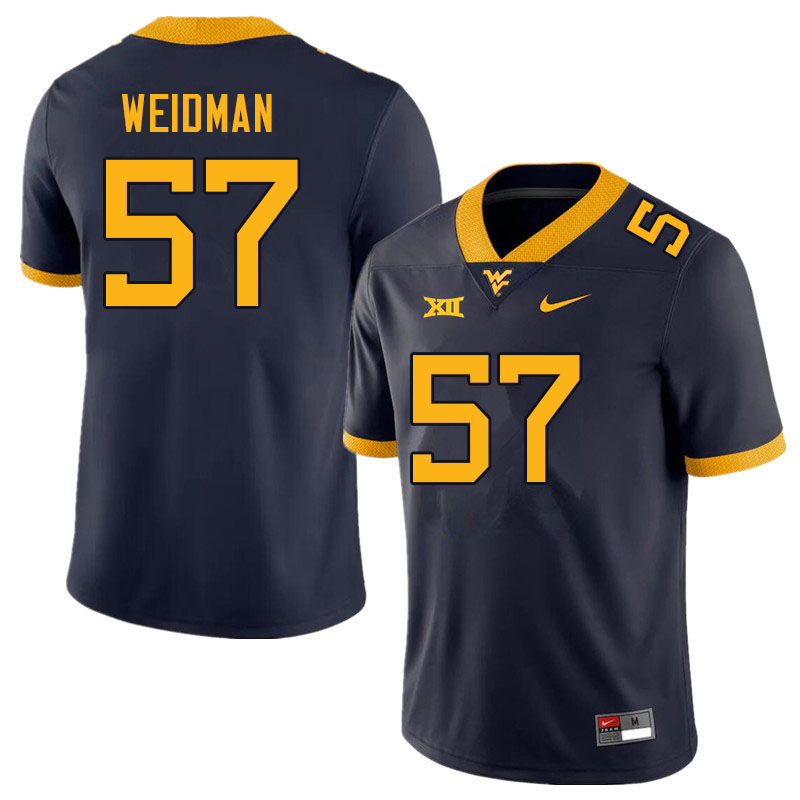 Men #57 Sullivan Weidman West Virginia Mountaineers College Football Jerseys Sale-Navy
